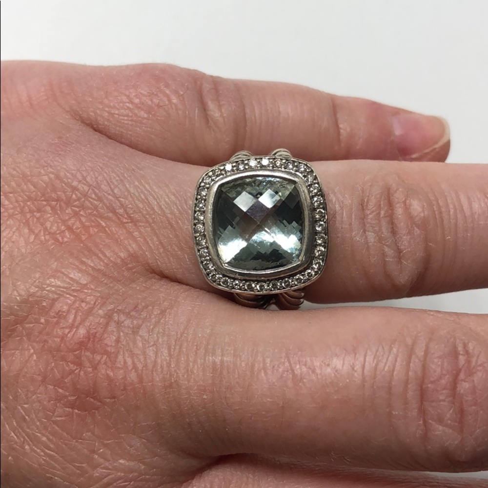 David Yurman Albion Prasiolite/Diamond Ring 11mm - Picture 4 of 6